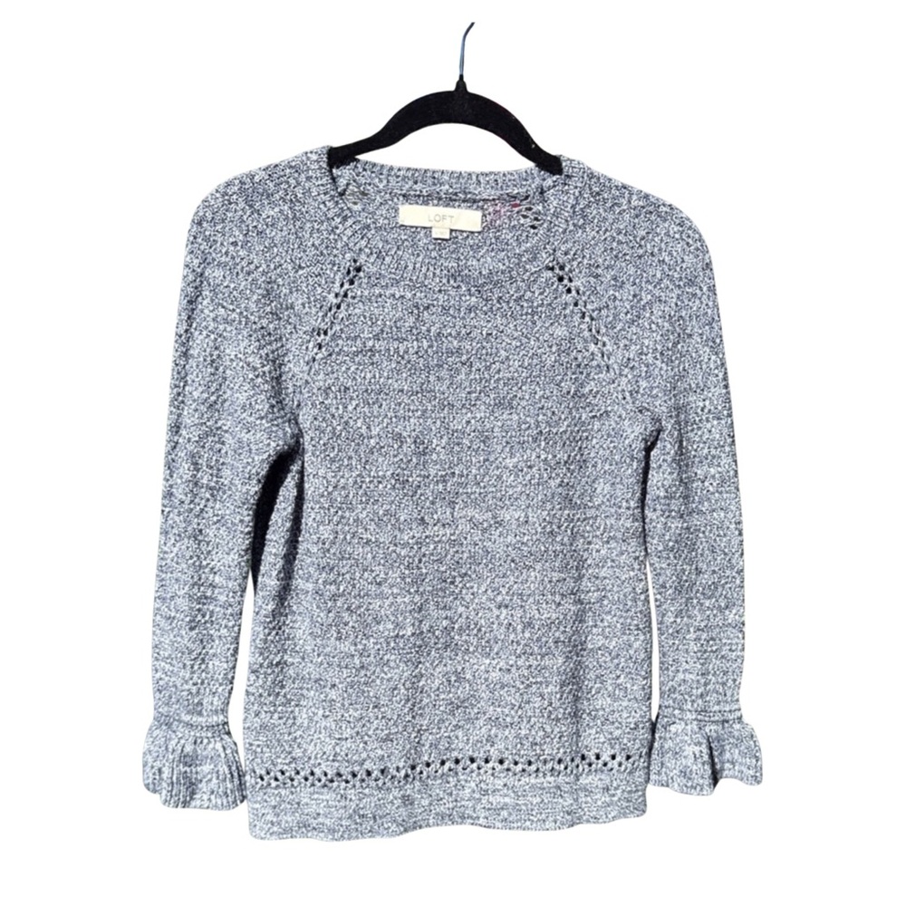 LOFT Heathered Ruffle Cuff Knit‎ Sweater – Size S